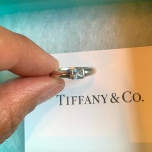Tiffany & Co. Aquamarine March Stacking Ring Sz 6